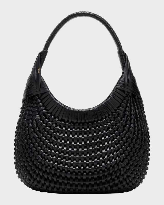 Diamond Woven Hobo Bag in Calf Leather